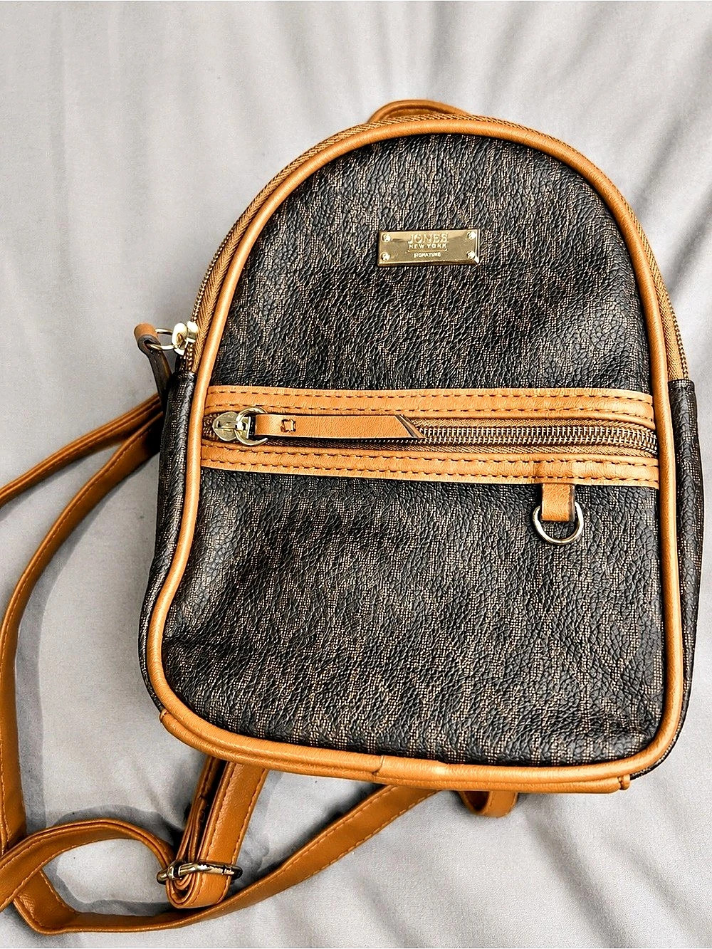 Jones New York Signature Monogram Mini Backpack Black & Brown
